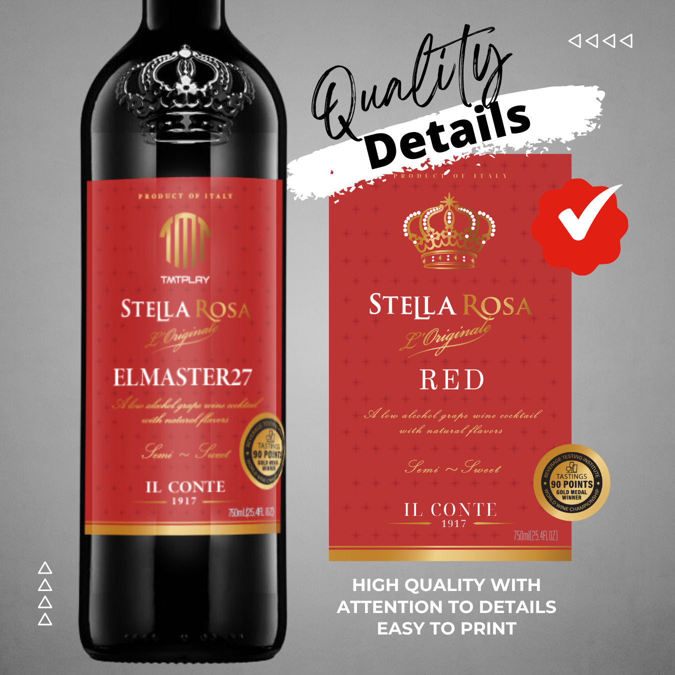 Printable Stella Rosa Red Wine Bottle label editable